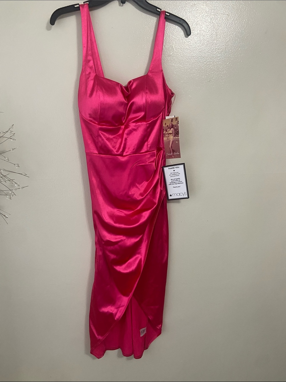 Emerald Sundae Fuchsia Satin Tank Midi Dress